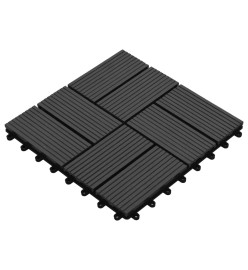 Carreau de terrasse 11 pcs WPC 30 x 30 cm 1 m² Noir