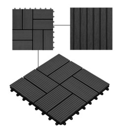 Carreau de terrasse 11 pcs WPC 30 x 30 cm 1 m² Noir