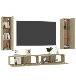 Ensemble de meubles TV 4 pcs Chêne sonoma Aggloméré