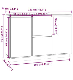 Buffet Gris 111x34x75 cm Bois massif de pin