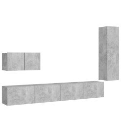 Ensemble de meuble TV 4 pcs Gris béton Aggloméré