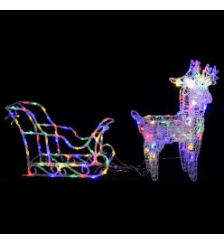 Décoration de Noël Rennes et traîneau 160 LED 130 cm Acrylique