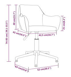 Chaises pivotantes à manger lot de 6 Gris clair Velours