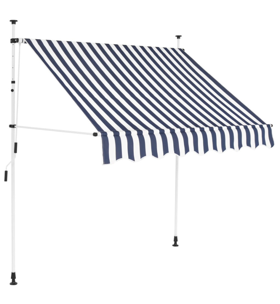 Auvent rétractable manuel 200 cm Rayures bleues et blanches