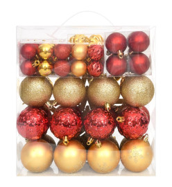 Ensemble de boules de Noël 70 pcs Doré et rouge