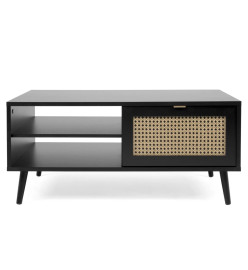 Finori Table basse Vienna 55A Noir et impression de rotin