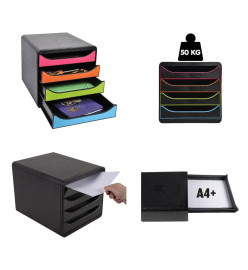 Exacompta Set de tiroirs de bureau Big-Box Harlequin avec 4 tiroirs