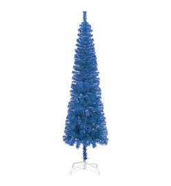 Arbre de Noël mince avec LED et boules Bleu 240 cm