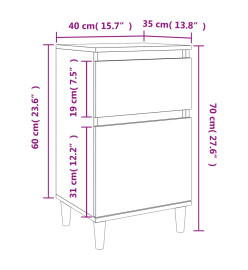 Tables de chevet 2 pcs gris béton 40x35x70 cm