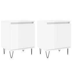 Tables de chevet 2pcs blanc brillant 40x30x50cm bois ingénierie