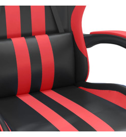 Chaise de jeu pivotante et repose-pied Noir et rouge Similicuir