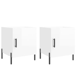 Tables de chevet 2 pcs blanc brillant 40x40x50 cm