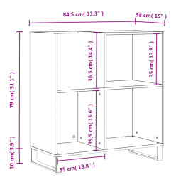 Armoire à disques gris béton 84,5x38x89 cm bois d'ingénierie