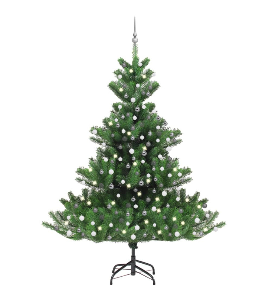 Sapin de Noël artificiel Nordmann avec LED et boules Vert 240cm