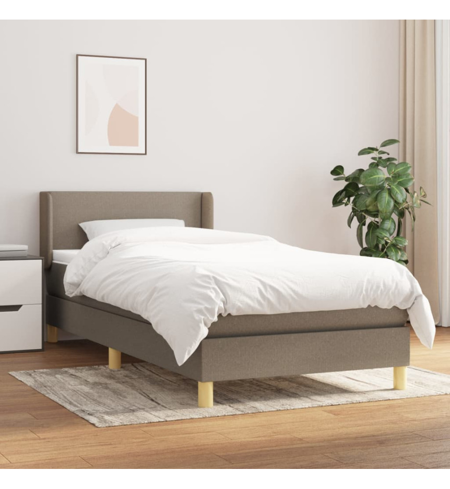 Lit à sommier tapissier avec matelas Taupe 90x200 cm Tissu Lit à sommier tapissier avec matelas Taupe 90x200 cm Tissu