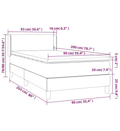 Lit à sommier tapissier avec matelas Taupe 90x200 cm Tissu