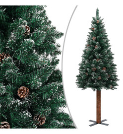 Sapin de Noël mince et LED et boules Vert 180 cm