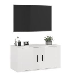 Meuble TV mural Blanc brillant 80x34,5x40 cm