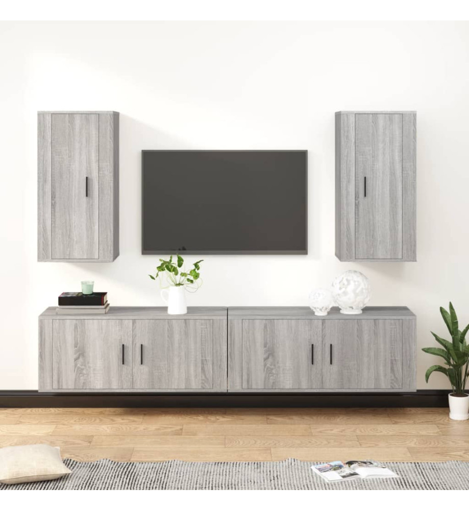 Ensemble de meubles TV 4 pcs Sonoma gris Bois d'ingénierie