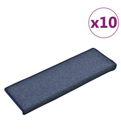 Tapis d'escalier 10 pcs 65x21x4 cm Bleu