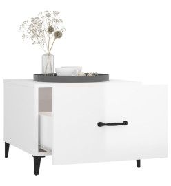 Tables basses avec pieds métal 2 pcs Blanc brillant 50x50x40 cm