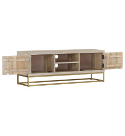 Meuble TV 110x30x40 cm bois de manguier massif blanchi