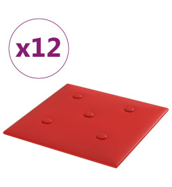 Panneaux muraux 12pcs Rouge bordeaux 30x30cm Similicuir 1,08 m²