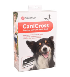 FLAMINGO Ceinture pour chien avec laisse élastique Canicross Noir