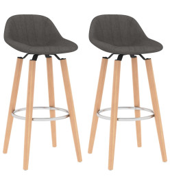 Tabourets de bar lot de 2 gris foncé tissu