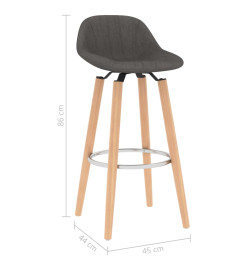 Tabourets de bar lot de 2 gris foncé tissu