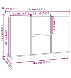 Buffet Noir 111x34x75 cm Bois massif de pin