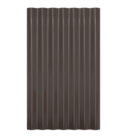 Panneaux de toit 36 pcs Acier enduit de poudre Marron 60x36 cm