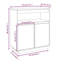 Buffet Marron miel 70x34x80 cm Bois massif de pin