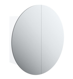 Armoire de salle de bain miroir rond et LED Blanc 40x40x17,5 cm