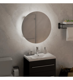 Armoire de salle de bain miroir rond et LED Blanc 40x40x17,5 cm