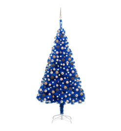 Arbre de Noël artificiel avec LED et boules Bleu 210 cm PVC