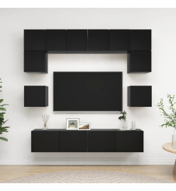 Ensemble de meuble TV 8 pcs Noir Aggloméré