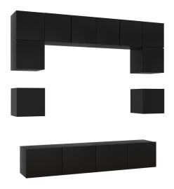 Ensemble de meuble TV 8 pcs Noir Aggloméré