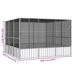 Cage à oiseaux Gris 302,5x324,5x211,5 cm Acier galvanisé