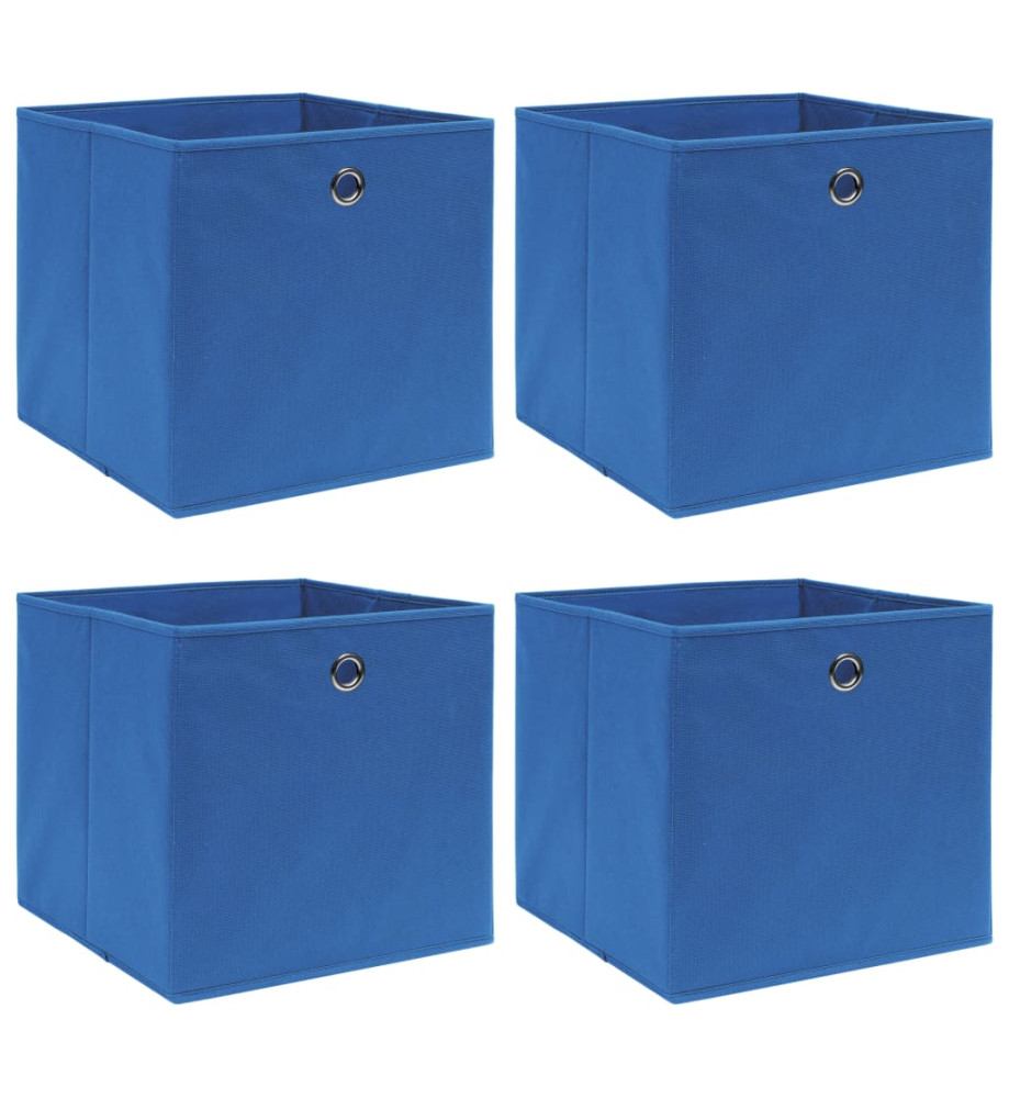 Boîtes de rangement 4 pcs Bleu 32x32x32 cm Tissu