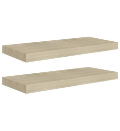 Étagères murales flottantes 2 pcs Chêne 60x23,5x3,8 cm MDF