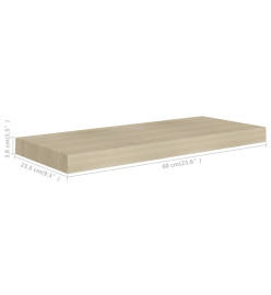 Étagères murales flottantes 2 pcs Chêne 60x23,5x3,8 cm MDF