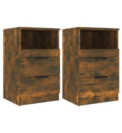 Tables de chevet 2 pcs Chêne fumé Bois d'ingénierie