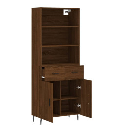 Buffet haut Chêne marron 69,5x34x180 cm Bois d'ingénierie