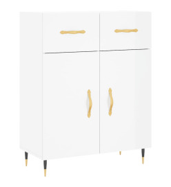 Buffet haut Blanc brillant 69,5x34x180 cm Bois d'ingénierie