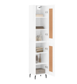 Buffet haut Blanc brillant 34,5x34x180 cm Bois d'ingénierie