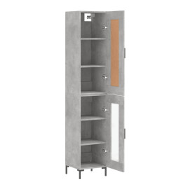 Buffet haut Gris béton 34,5x34x180 cm Bois d'ingénierie