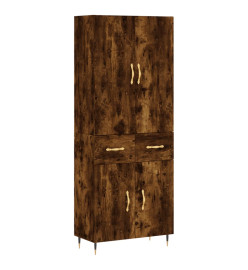 Buffet haut Chêne fumé 69,5x34x180 cm Bois d'ingénierie