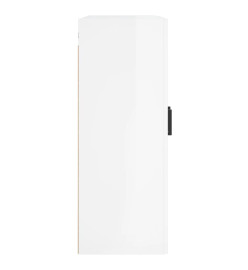 Armoires murales 2 pcs blanc brillant bois d'ingénierie