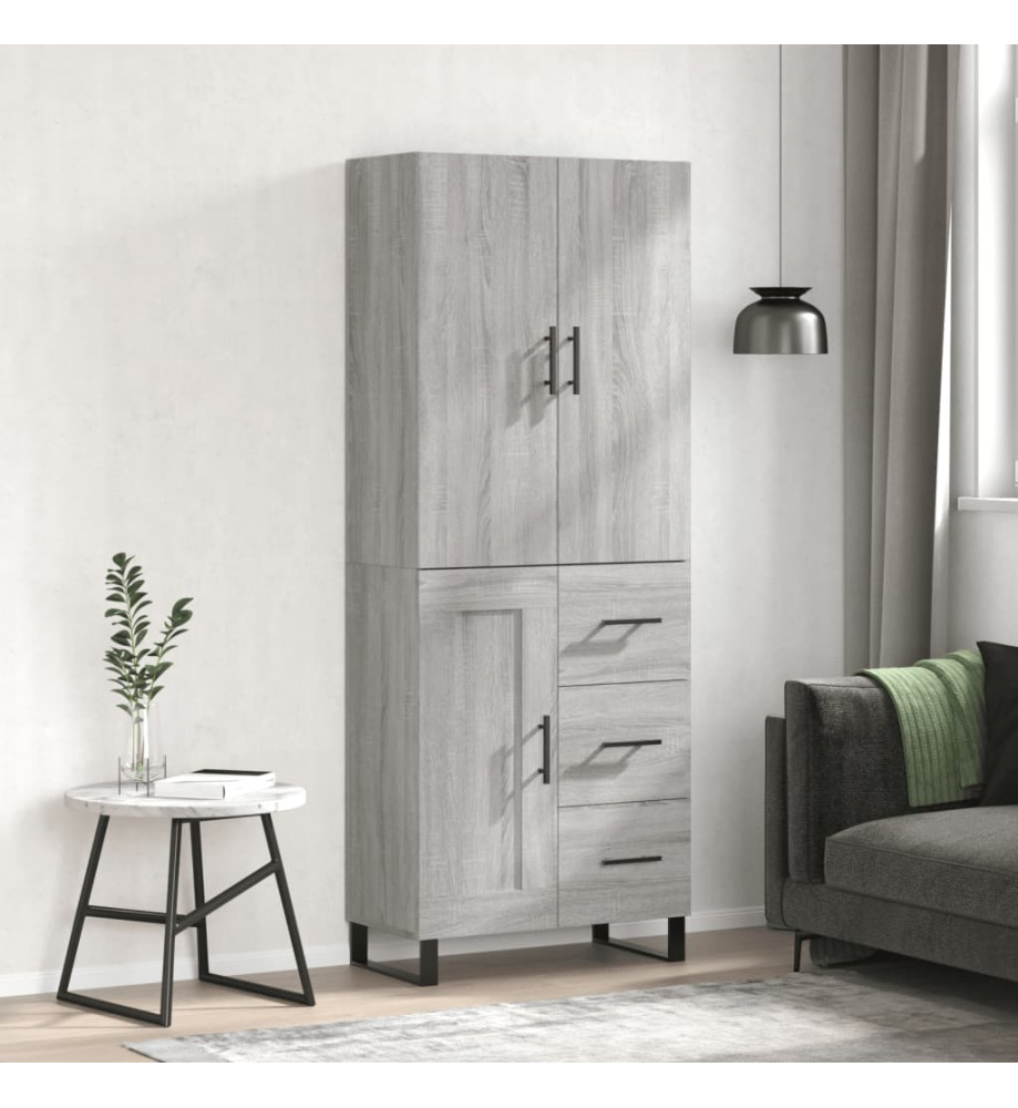 Buffet haut Sonoma gris 69,5x34x180 cm Bois d'ingénierie